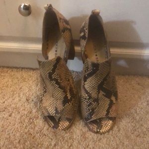 Lucky brand open toe snake skin bootie
